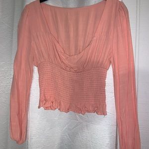 Light pink long sleeve crop top from boutique